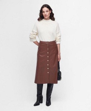 Barbour Alberta Faux-leather Midi Skirt Brune | BABO89587