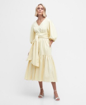 Barbour Annie Midi Dress Citron | BABO89629