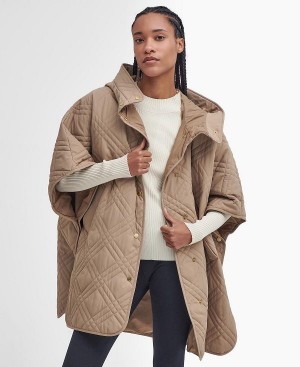 Barbour Astor Quilted Cape Orange Mørkerød | BABO89368