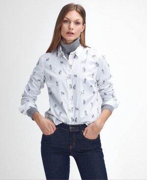 Barbour Brambles Tailored Long-sleeved Shirt Hvide | BABO89505