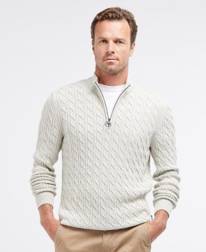 Barbour Cable Knit Half Zip Jumper Grå | BABO88501