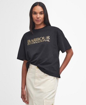 Barbour Carla Logo T-shirt Sort | BABO89567