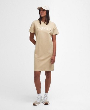 Barbour Carla Midi Dress Beige | BABO89603