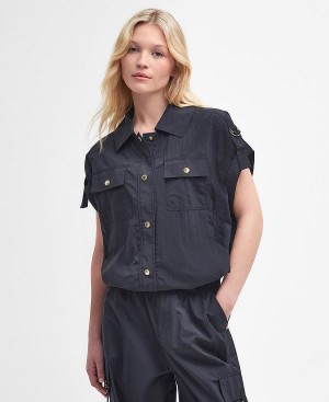 Barbour Carla Oversized Short-sleeved Shirt Sort | BABO89498