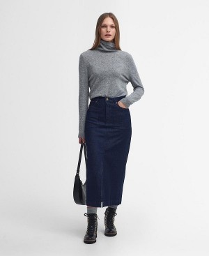 Barbour Cassie Denim Cargo Skirt Mørkeindigo Lyseblå | BABO89648