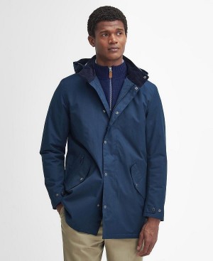 Barbour Chelsea Waterproof Mac Mørkeblå Blå Grå | BABO87424