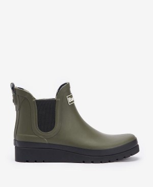 Barbour Clifton Wedge Ankle Wellingtons Olivengrøn Sort | BABO89939