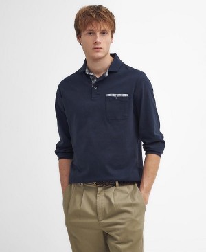 Barbour Corpatch Long-sleeved Polo Shirt Mørkeblå | BABO88245