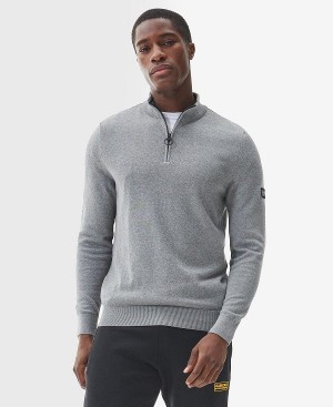 Barbour Cotton Half Zip Sweater Grå | BABO88538