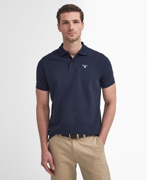 Barbour Cotton Polo Shirt Blå Mørkeblå | BABO88226