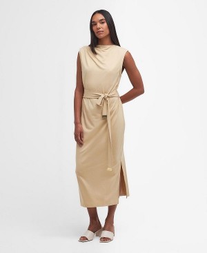 Barbour Courtney Midi Dress Khaki | BABO89622