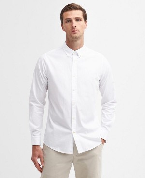 Barbour Crest Poplin Tailored Long-sleeved Shirt Hvide | BABO87700