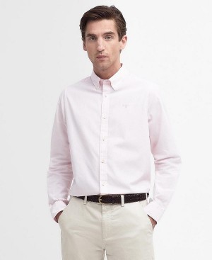 Barbour Crest Poplin Tailored Long-sleeved Shirt Lyserød | BABO87701