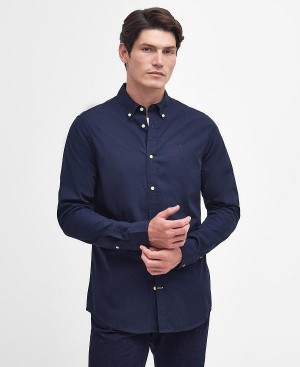 Barbour Crest Poplin Tailored Long-sleeved Shirt Mørkeblå | BABO87702