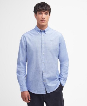 Barbour Crest Poplin Tailored Long-sleeved Shirt Blå | BABO87703