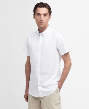 Barbour Crest Poplin Tailored Short-sleeved Shirt Hvide | BABO87707