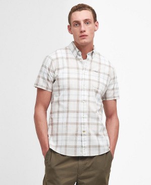 Barbour Delton Tailored Short-sleeved Shirt Hvide | BABO87779