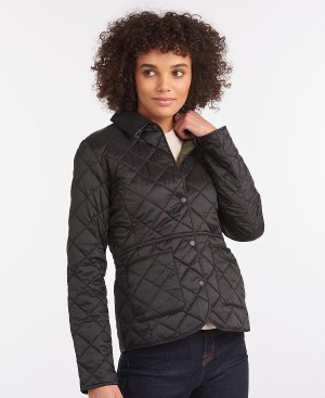 Barbour Deveron Quilted Jacket Sort Olivengrøn | BABO89258