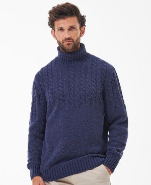 Barbour Duffle Cable-knit Jumper Mørkeblå | BABO88509