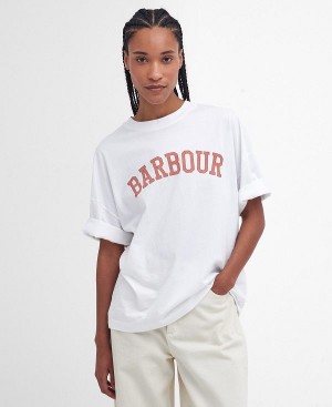 Barbour Elisha Logo T-shirt Hvide | BABO89581