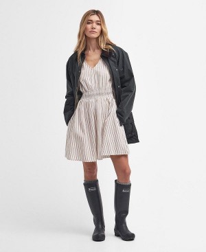 Barbour Ella Striped Mini Dress Hvide | BABO89635