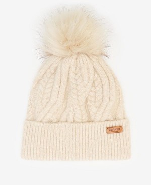 Barbour Elsdon Cable-knit Beanie Beige | BABO90015