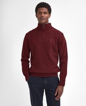 Barbour Essential Half-zip Jumper Bordeaux | BABO88650