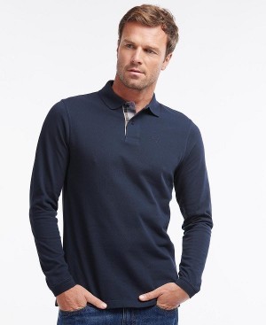 Barbour Essential Long-sleeve Polo Shirt Mørkeblå | BABO88227