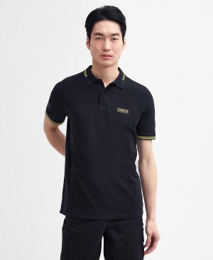 Barbour Essential Polo Shirt Sort Gul | BABO88095