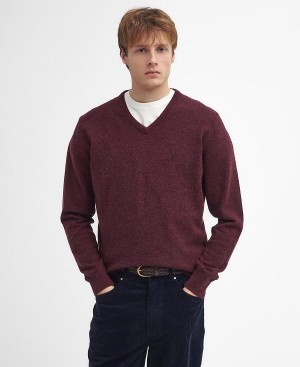 Barbour Essential V-neck Sweatshirt Bordeaux | BABO88517