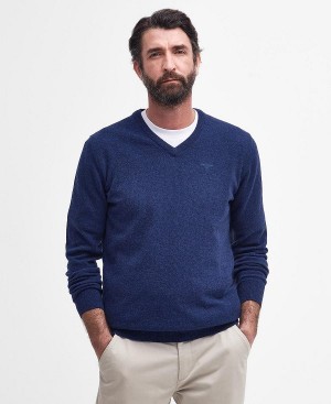 Barbour Essential V-neck Sweatshirt Dyb Blå | BABO88522