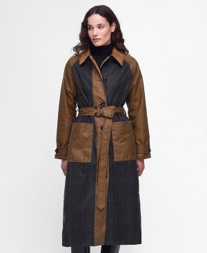 Barbour Everly Wax Trench Coat Brune | BABO89182