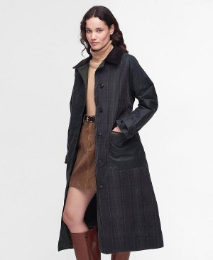 Barbour Everly Wax Trench Coat Sort | BABO89193