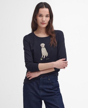 Barbour Fareham Long-sleeved T-shirt Mørkeblå | BABO89570