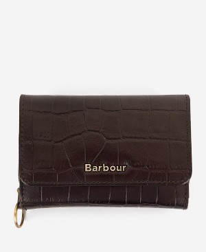 Barbour Faux Croc French Purse Sort Lyserød | BABO89956