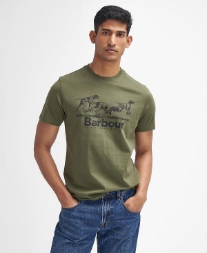 Barbour Field Dog Graphic T-shirt Grøn | BABO88389