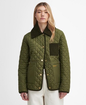 Barbour Fleur Quilted Jacket Olivengrøn | BABO89350