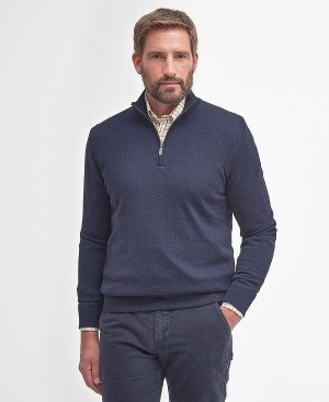 Barbour Gamlin Half Zip Jumper Mørkeblå | BABO88582