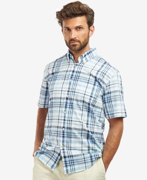 Barbour Hartley Regular Short-sleeved Checked Shirt Blå | BABO87624