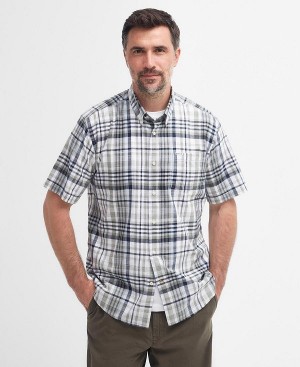 Barbour Hartley Regular Short-sleeved Checked Shirt Olivengrøn | BABO87731