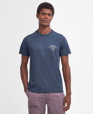 Barbour Hickling Logo T-shirt Mørkeblå | BABO88305