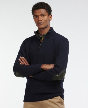 Barbour Holden Half Zip Sweater Mørkeblå | BABO88579