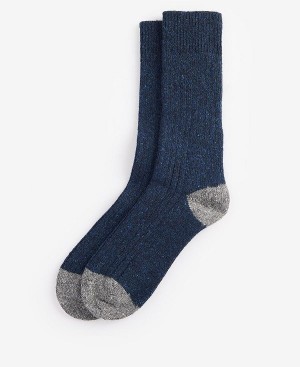 Barbour Houghton Socks Mørkeblå Grå | BABO89156