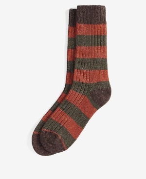 Barbour Houghton Stripe Socks Olivengrøn | BABO89152