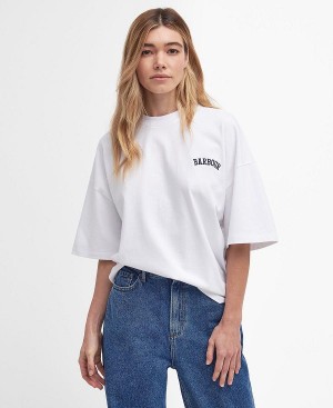 Barbour Joanne Logo T-shirt Hvide | BABO89566