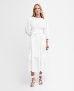 Barbour Kelburn Midi Dress Hvide | BABO89612