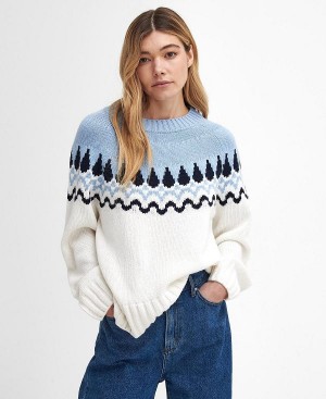 Barbour Kingsford Crew Neck Jumper Blue/White | BABO89767