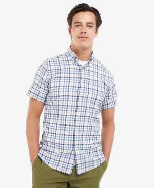 Barbour Kinson Tailored Short-sleeved Shirt Blå | BABO87604