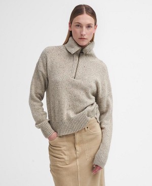 Barbour Lavensdale Half-zip Jumper Beige | BABO89753