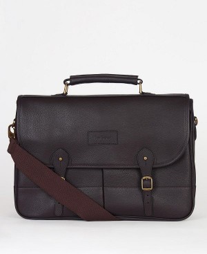 Barbour Leather Briefcase Chokolade | BABO88935